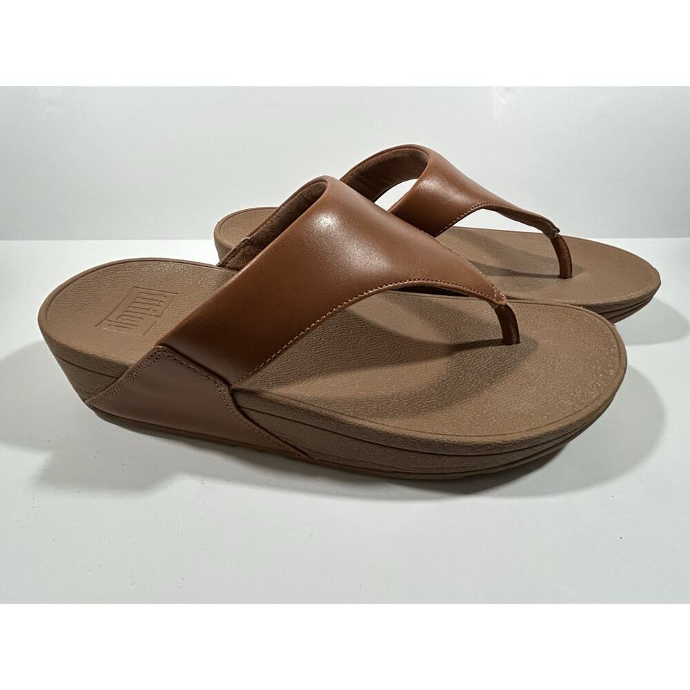 FitFlop Lulu Tan Brown Leather Toepost Sandal Women’s Size 8 M
